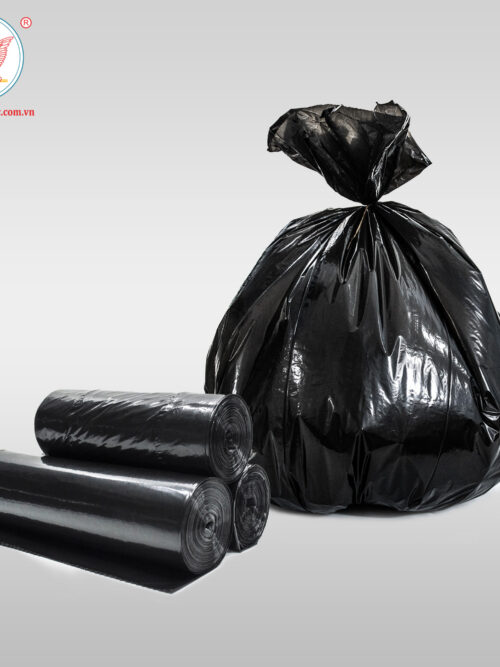 Black Plastic Garbage Bag On Roll
