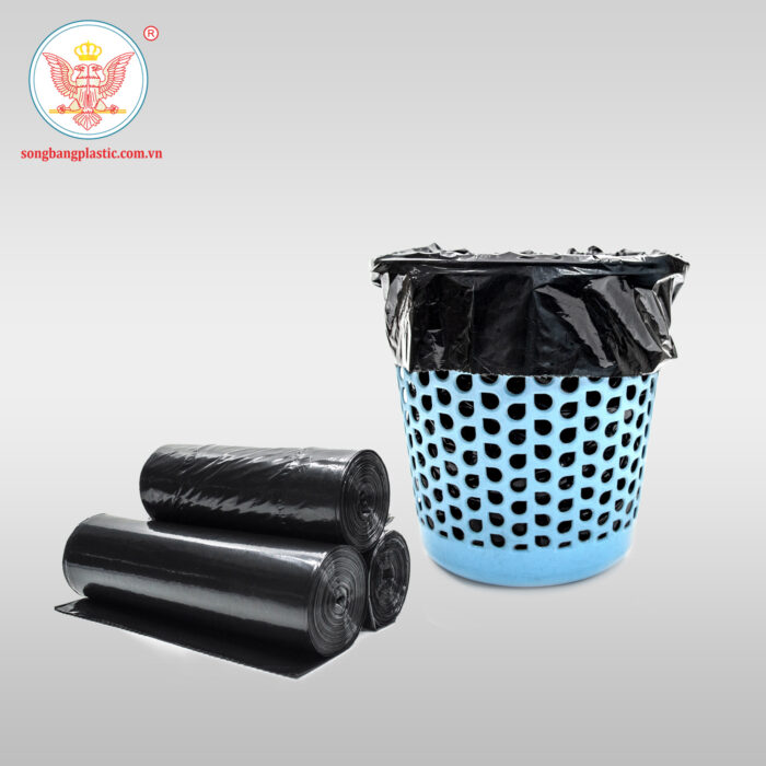 Black Plastic Garbage Bag On Roll