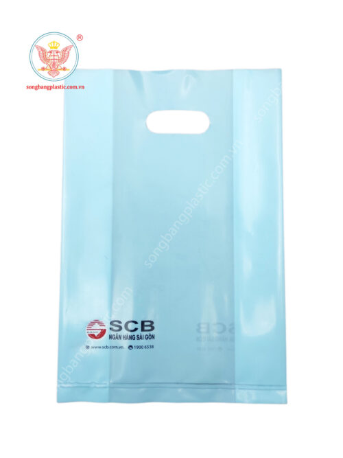 D-cut plastic bags with logo