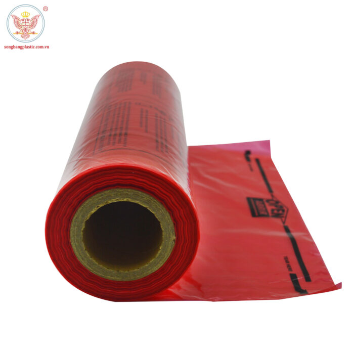 Red HDPE bag on roll